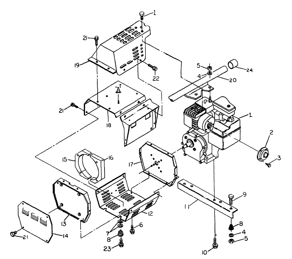 Engine Sheet Metal Diagram and Parts List for 8749-0-G1410  Briggs and Stratton Generator